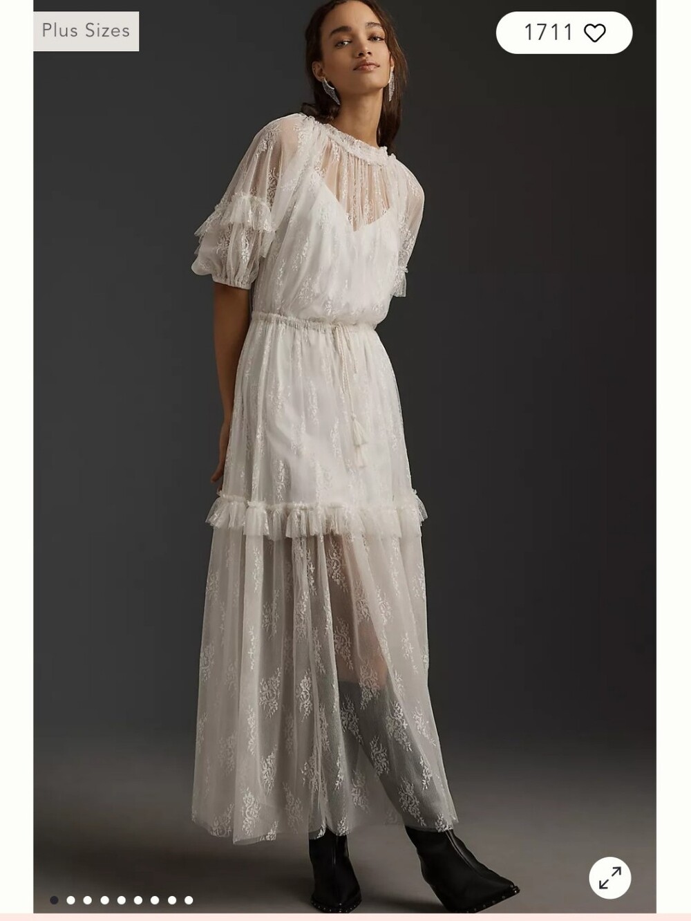 Anthropologie White Sheer Lace Maxi Dress